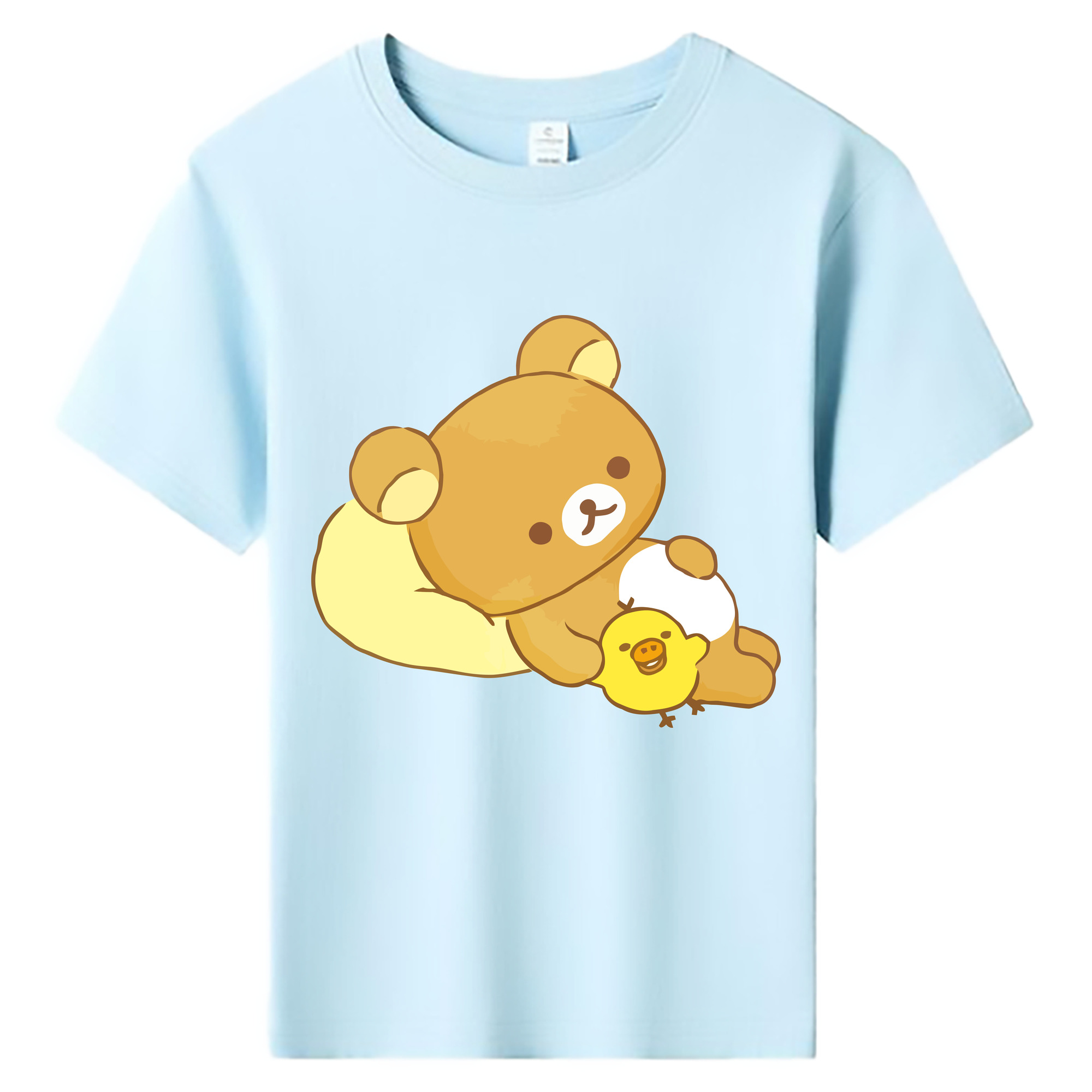（画像用） リラックマ リラックマ キイロイトリ Rilakkuma Korilakkuma Kiiroitori 綿100％キッズTシャツ（フロントプリント）